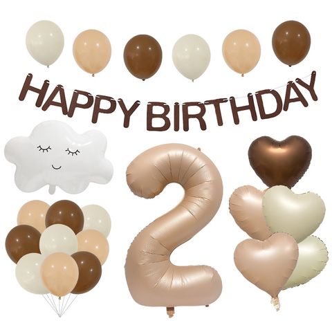 Geburtstag Süß Einfacher Stil Brief Herzform Aluminiumfolie Innen Draussen Gruppe Luftballons