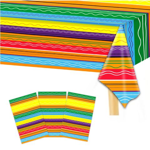 Christmas Valentine's Day New Year Color Block Plastic Party Carnival Tablecloth