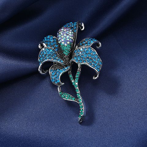 Simple Style Flower Alloy Inlay Rhinestones Women's Brooches