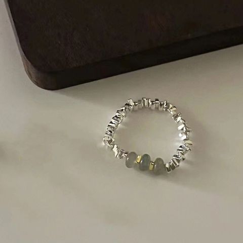 Simple Style Irregular Geometric Sterling Silver Beaded Rings