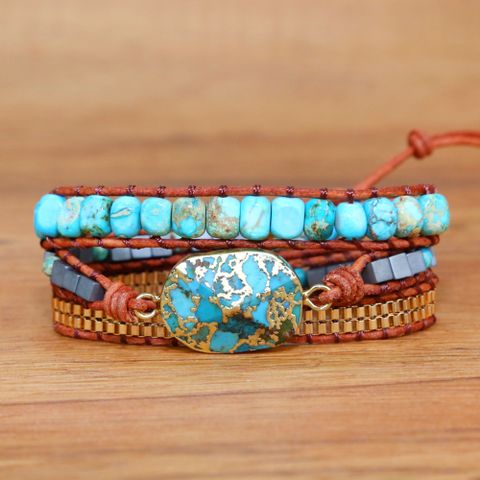 Ethnic Style Geometric Turquoise Knitting Bracelets