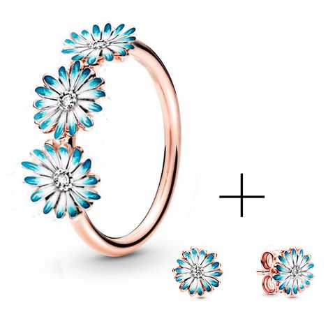 Simple Style Flower Alloy Inlay Artificial Gemstones Women's Rings Earrings