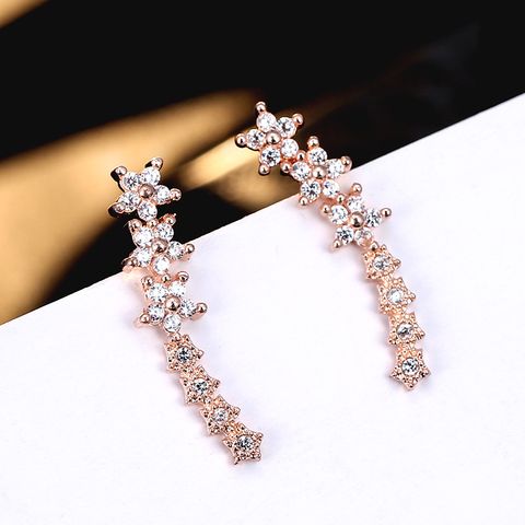 1 Pair Fairy Style Star Sterling Silver Plating Inlay Zircon Ear Studs