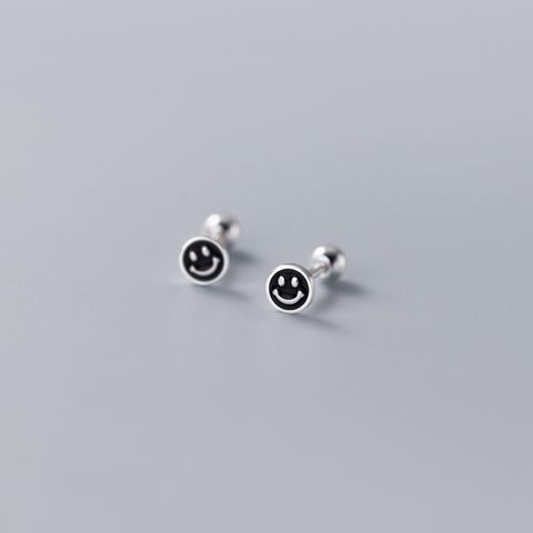 1 Pair Simple Style Smiley Face Copper Epoxy Plating Ear Studs