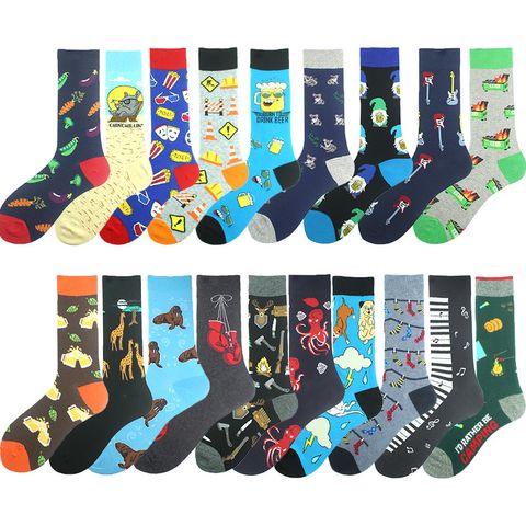 Men's Casual Animal Vegetable Notes Cotton Ankle Socks A Pair