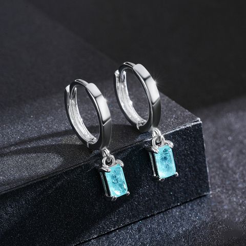 1 Pair Elegant Rectangle Sterling Silver Plating Inlay Gem 14k Gold Plated Rhodium Plated Drop Earrings