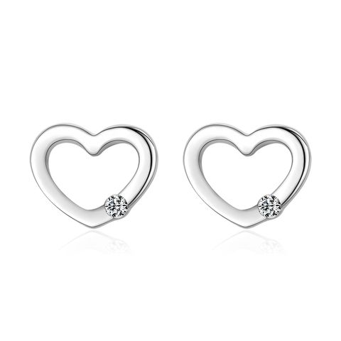 1 Pair Elegant Heart Shape Sterling Silver Plating Inlay Zircon Rose Gold Plated Rhodium Plated Ear Studs