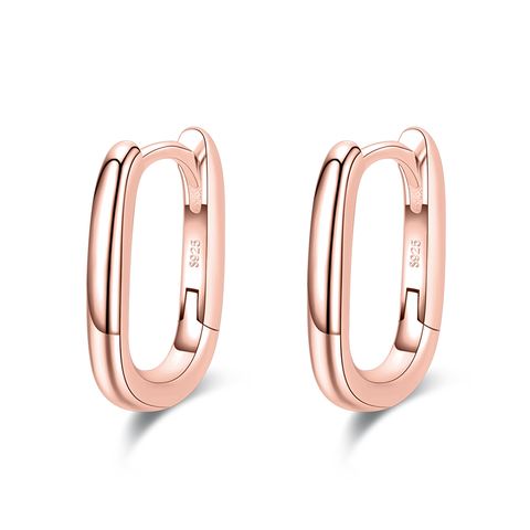 1 Pair Elegant Oval Plating Three-dimensional Sterling Silver Rose Gold Plated Rhodium Plated Earrings