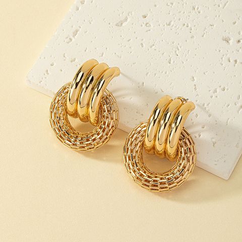Nordic Style Retro Circle Alloy Plating Women's Ear Studs