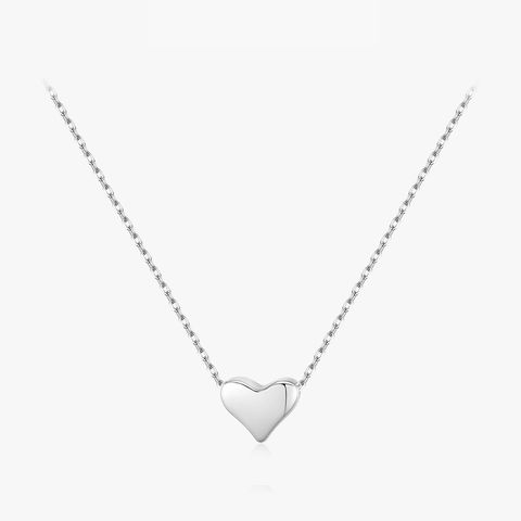 Ins Style Simple Style Heart Shape Sterling Silver Plating Rhodium Plated Necklace