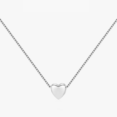 Casual Simple Style Heart Shape Sterling Silver Plating Silver Plated Necklace