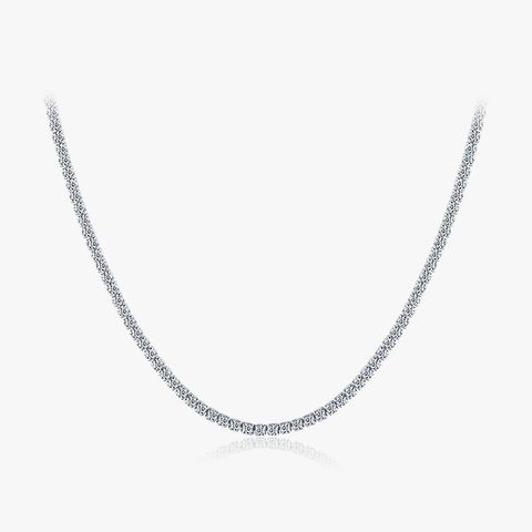Luxurious Simple Style Round Sterling Silver Plating Inlay Zircon Rhodium Plated Choker