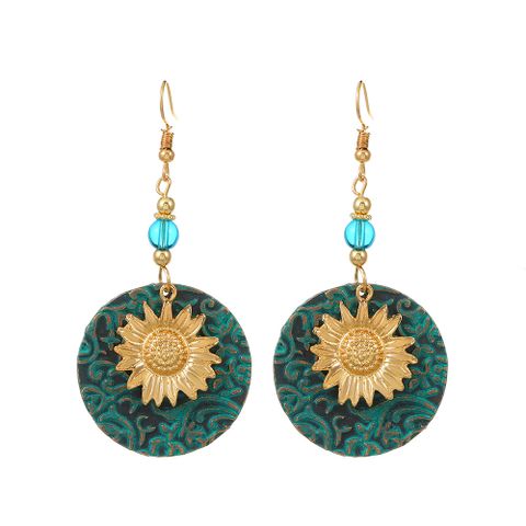 1 Pair Vintage Style Flower Plating Alloy 14k Gold Plated Dangling Earrings
