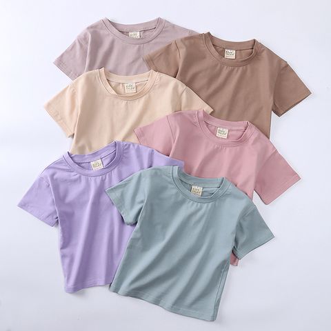 Casual Color Sólido Algodón T-camisas Y Camisas