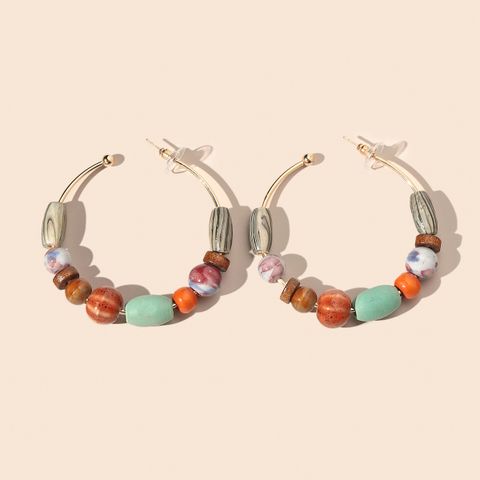 Simple Style Round Wooden Beads Ceramics Beaded Women's Earrings