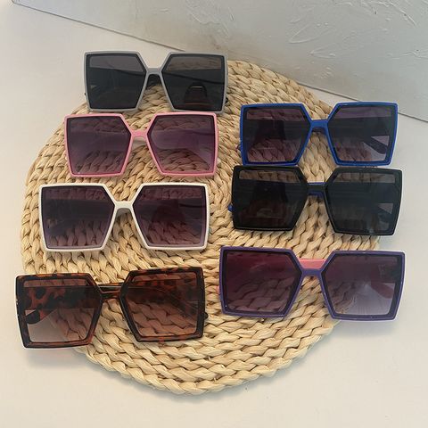 Retro Solid Color Ac Square Full Frame Kids Sunglasses