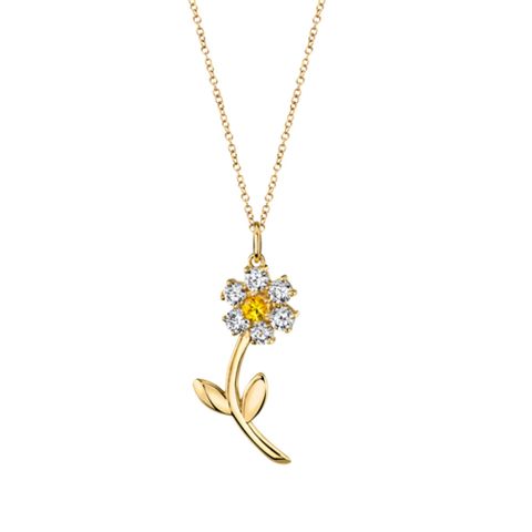 Wholesale Jewelry Sweet Simple Style Flower Alloy Artificial Diamond Pendant Necklace