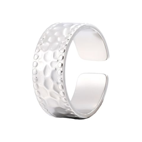 Vintage Style Hammer Pattern Stainless Steel Open Ring