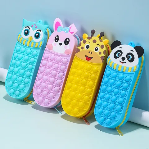 Cute Cartoon Animal Large Capacity Portable Waterproof Multifunctional Silicone Pencil Case