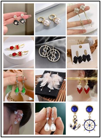 Sweet Water Droplets Heart Shape Alloy Tassel Plating Inlay Artificial Gemstones Women's Hoop Earrings Drop Earrings