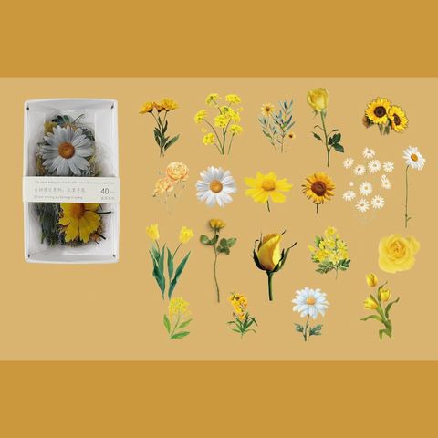 Beautiful Book Decoration Flowers And Plants Stickers 1 Set