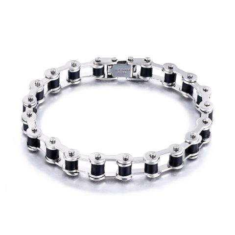 Hip-hop Round Stainless Steel Pu Leather Plating Men's Bracelets