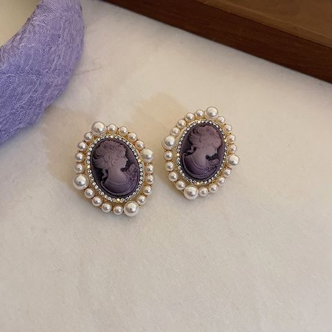 Sweet Flower Alloy Inlay Artificial Pearls Rhinestones Women's Drop Earrings