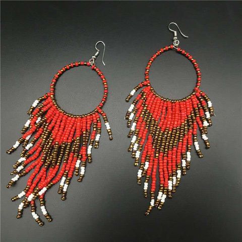 Ethnic Style Tassel Bead Women's Drop Earrings