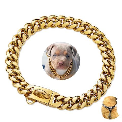 New Stainless Steel Cuban Link Chain Golden Silver 14mm Dog Leash