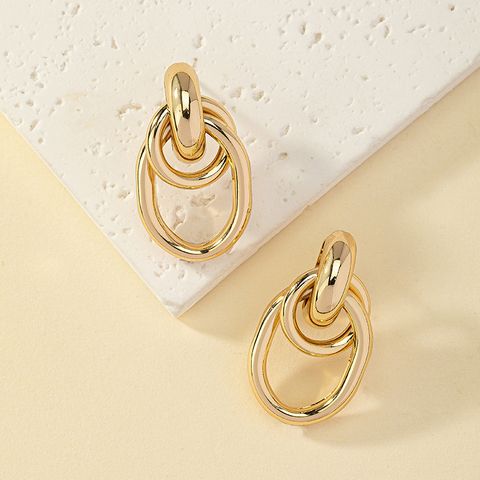 Retro Commute Round Solid Color Alloy Plating Women's Ear Studs