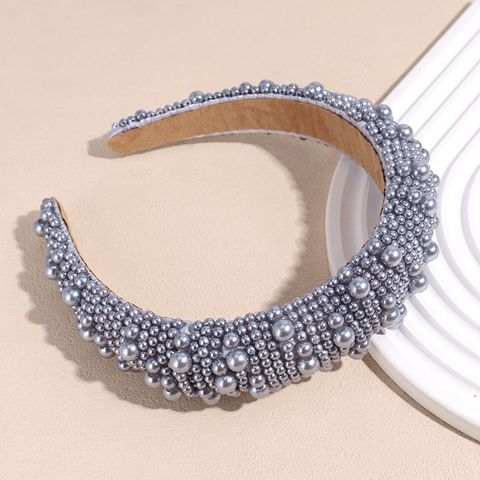 Casual Solid Color Imitation Pearl Beaded Hair Band