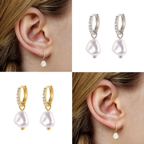 1 Pair Elegant Geometric Sterling Silver Plating Inlay Zircon Drop Earrings