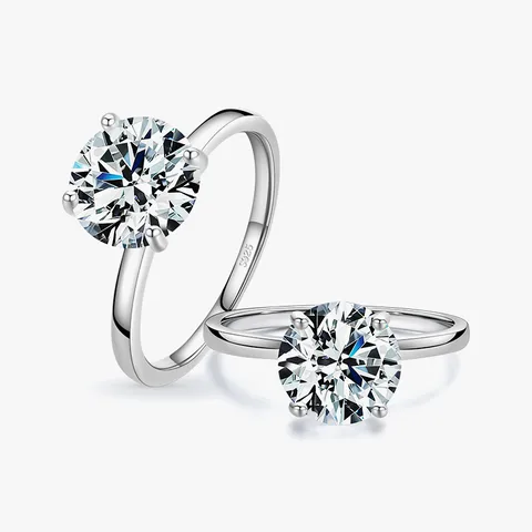 Luxurious Round Sterling Silver Inlay Zircon Rhodium Plated Rings