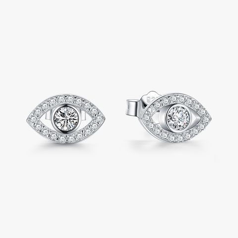 1 Pair Ethnic Style Devil's Eye Sterling Silver Plating Inlay Zircon Rhodium Plated Ear Studs