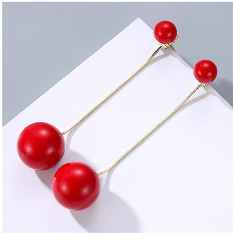 Simple Style Ball Imitation Pearl Chain Inlay Artificial Pearls Women's Drop Earrings