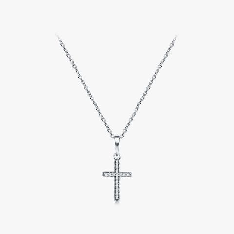 Ins Style Casual Cross Sterling Silver Inlay Zircon Pendant Necklace