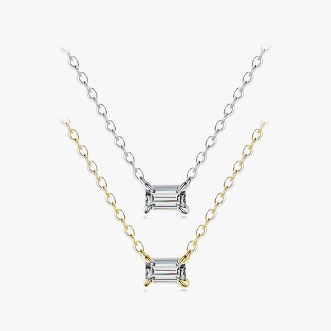 Style Ins Style Simple Rectangle Argent Sterling Placage Incruster Zircon Plaqué Or 14k Plaqué Rhodium Collier