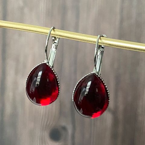 Gothic Retro Water Droplets Alloy Metal Inlay Artificial Gemstones Women's Drop Earrings