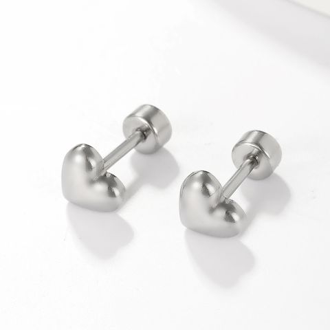 1 Pair Sweet Simple Style Heart Shape Plating 201 Stainless Steel 18K Gold Plated Ear Studs
