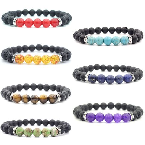 Simple Style Colorful Stone Beaded Unisex Bracelets