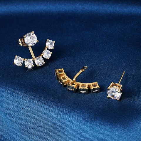 1 Pair Simple Style Shiny Anchor Plating Inlay 201 Stainless Steel Zircon 18K Gold Plated Ear Studs