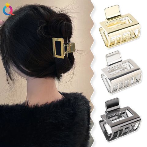 Simple Style Square Metal Hollow Out Hair Claws