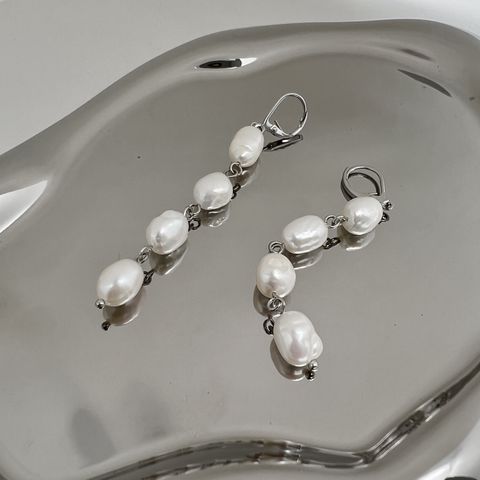 1 Pair Elegant Retro Geometric Freshwater Pearl Drop Earrings