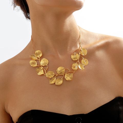 Elegant Retro Luxurious Leaf Alloy Plating Women's Earrings Necklace
