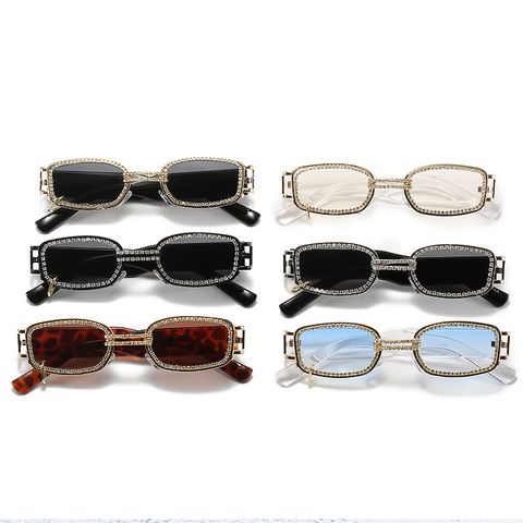 Streetwear Solid Color Ac Square Diamond Full Frame Women's Sunglasses