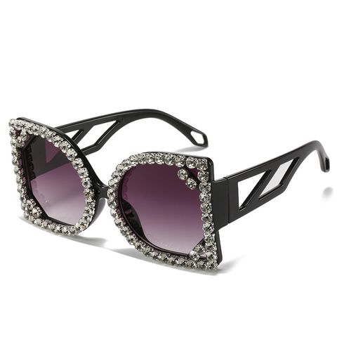 Exaggerated Solid Color Ac Square Diamond Full Frame Women's Sunglasses