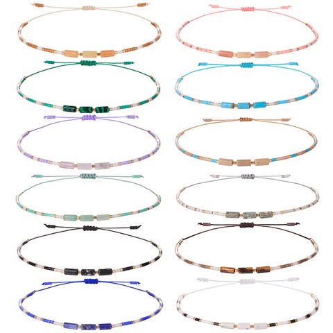 Simple Style Round Stone Seed Bead Wholesale Bracelets