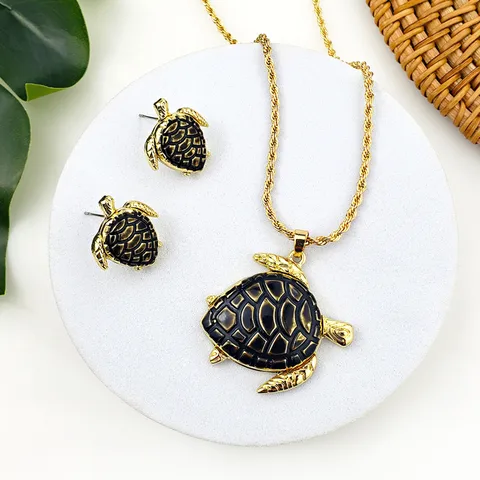 Ethnic Style Tortoise Alloy Patchwork Unisex Earrings Necklace