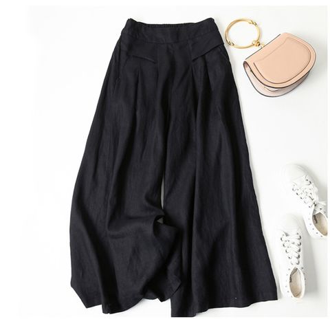Women's Casual Vacation Solid Color Ankle-length Pleated Casual Pants