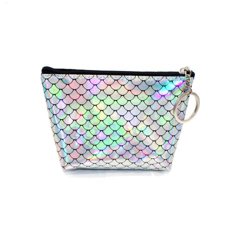 Women's Solid Color Fish Scales Pu Leather Zipper Coin Purses